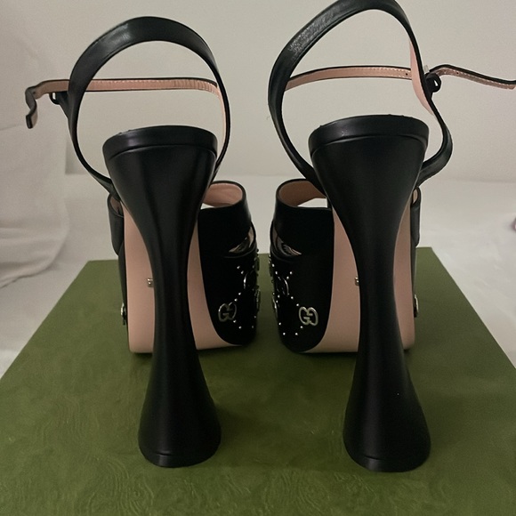 NWT GUCCI GG embellished platform heel size 7.5 - Picture 4 of 6